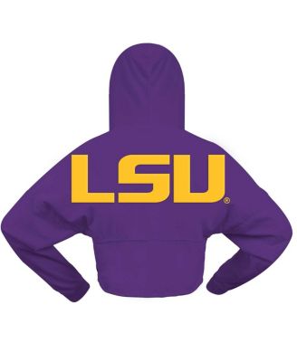 Women's Purple LSU Tigers Oversized Cropped Pullover Hoodie