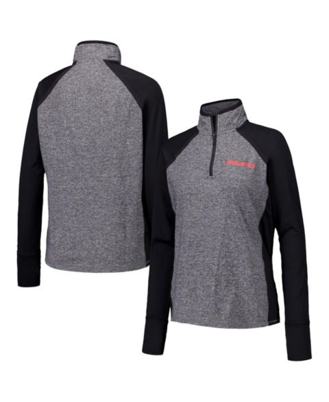 Женские куртки Camp David Women's Black/Heather Gray Nebraska Huskers Finalist Raglan Quarter-Zip Jacket