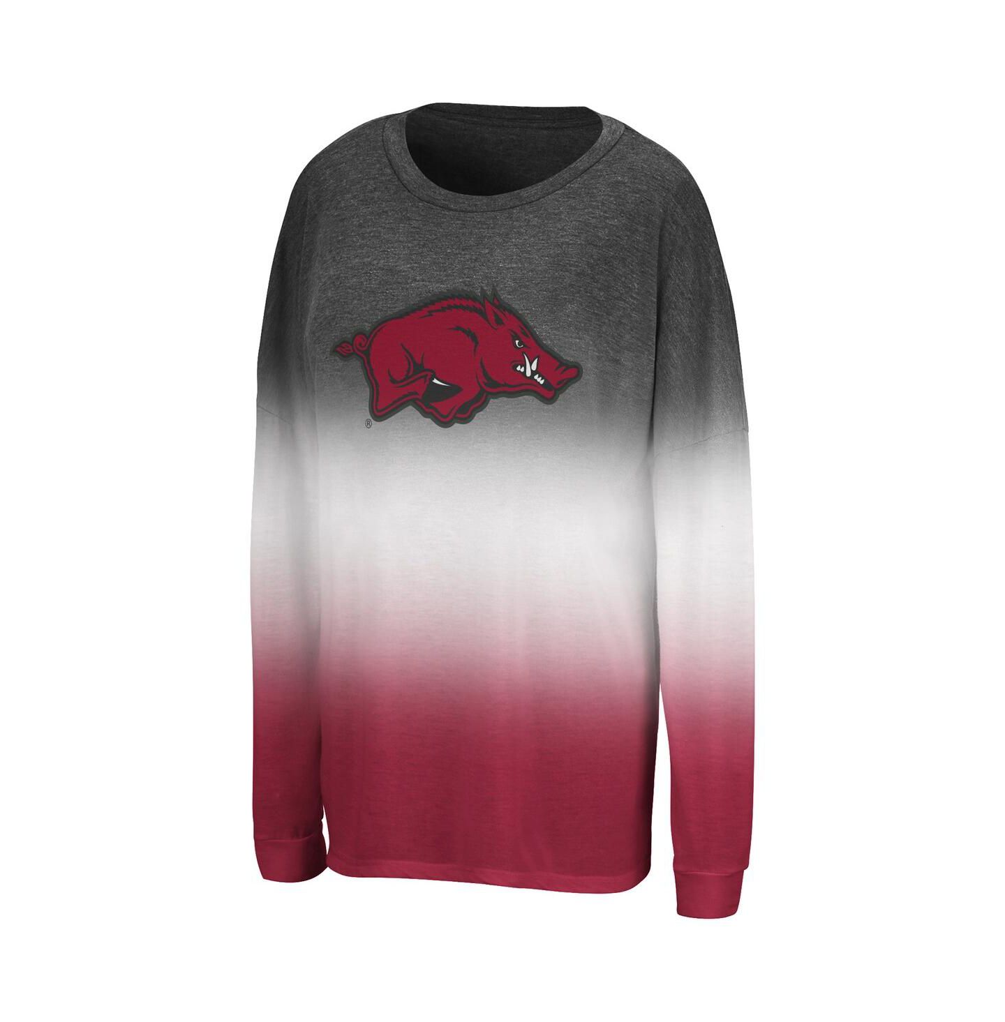 Женская футболка Colosseum Black Arkansas Razorbacks Winkle Dip Dye Long Sleeve — фото 3