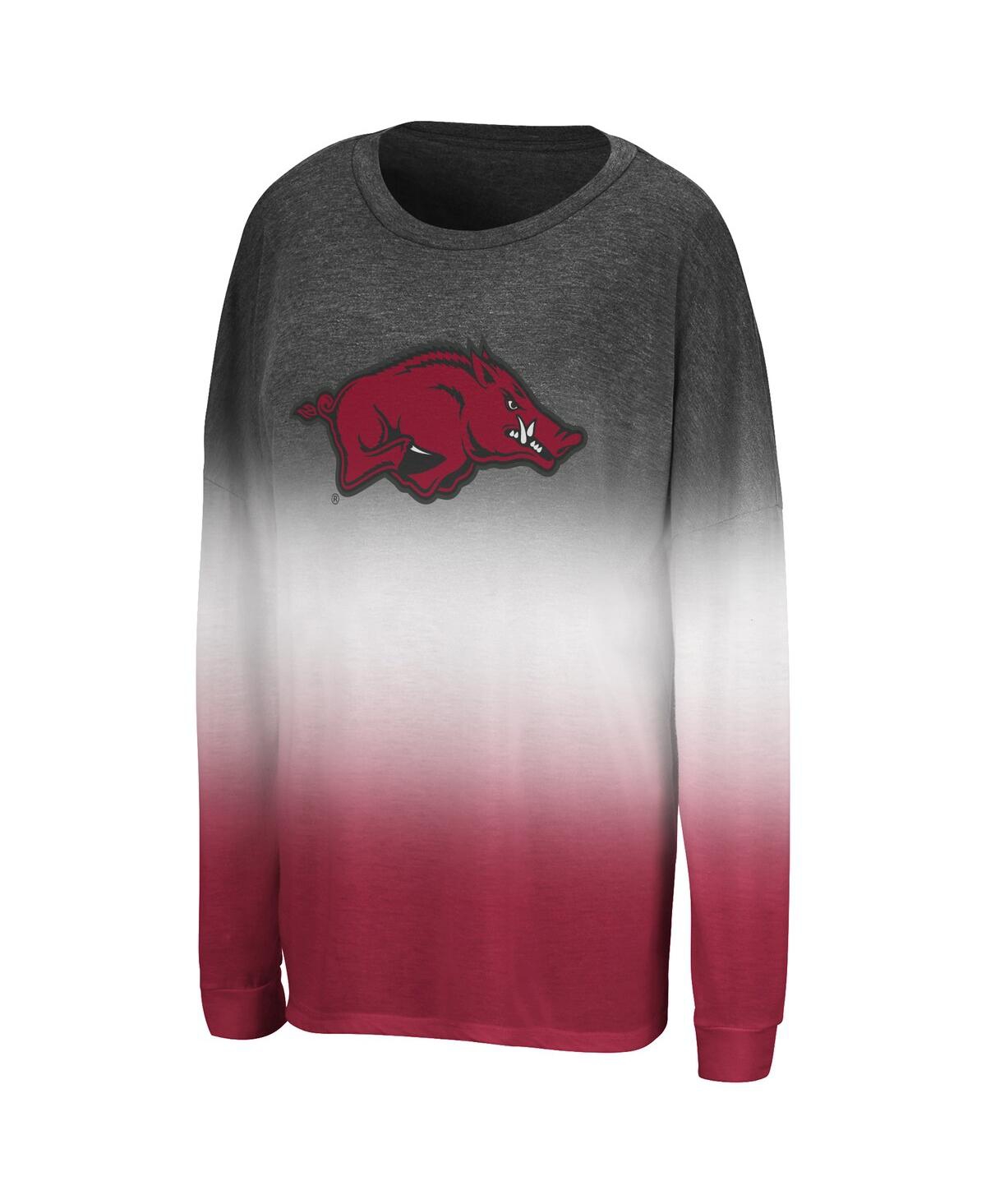 Colosseum Women's Black Arkansas Razorbacks Winkle Dip Dye Long Sleeve T-shirt In Multi