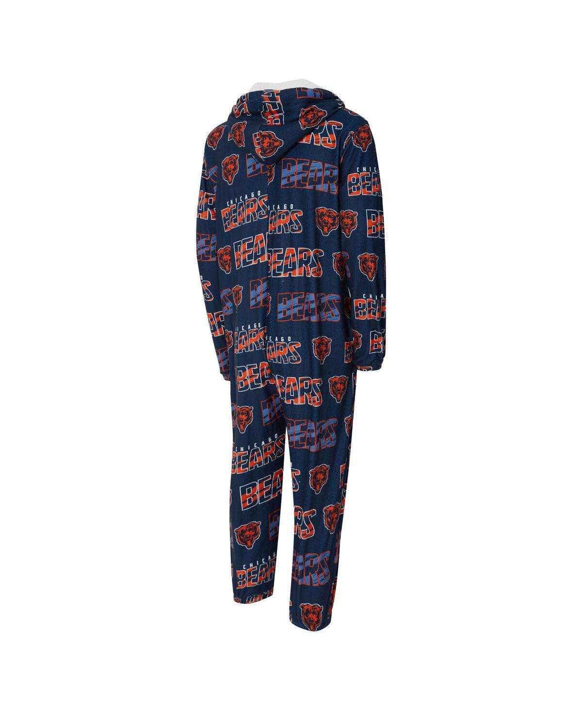 Concepts Sport Concept Sport Men's Navy Chicago Bears Shuffle All-over-print Microfleece Full-zip Union Suit In Blue