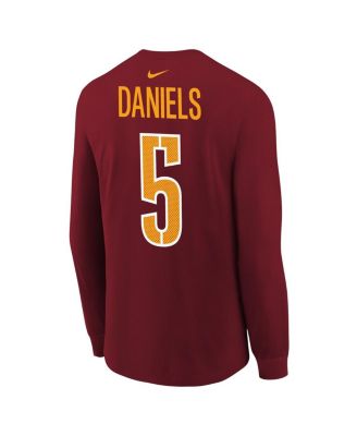 Big Boys and Girls Jayden Daniels Burgundy Washington Commanders Player Name Number Long Sleeve T-Shirt