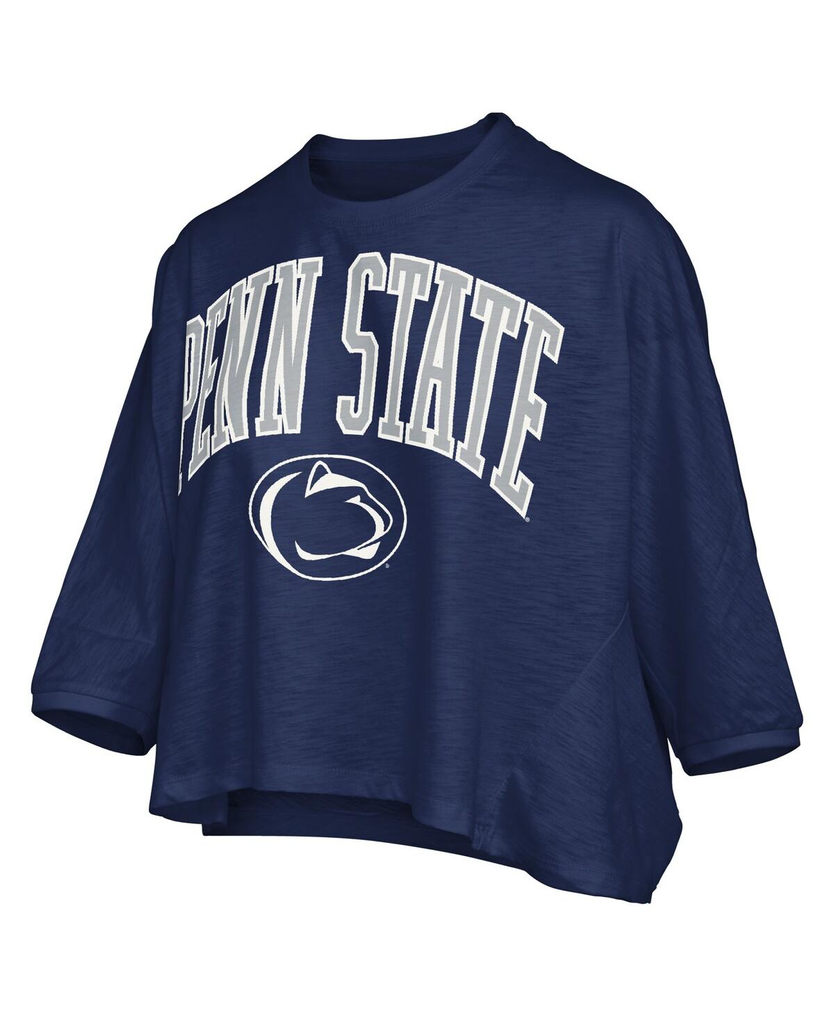 Pressbox Women's Navy Penn State Nittany Lions Midi Arch Over Logo Oversized T-shirt In Blue