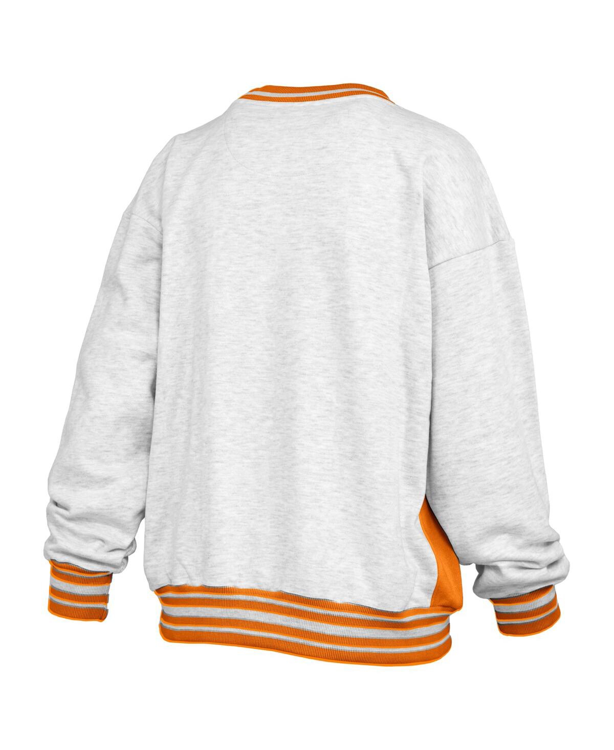 Pressbox Women's Heather Gray/tennessee Orange Tennessee Volunteers Endzone Crewneck Sweatshirt In Gray