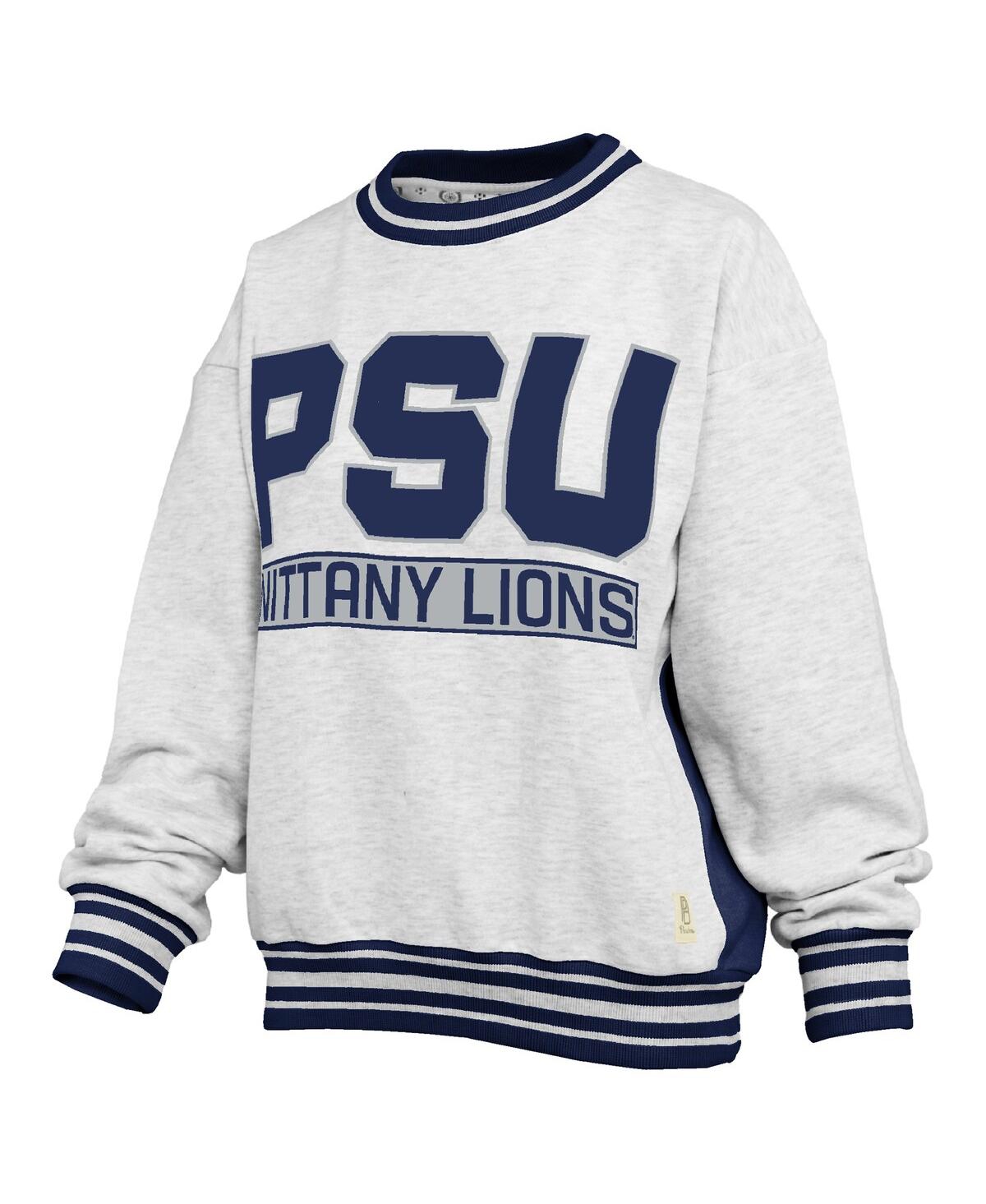 Pressbox Women's Heather Gray/navy Penn State Nittany Lions Endzone Crewneck Sweatshirt In Multi