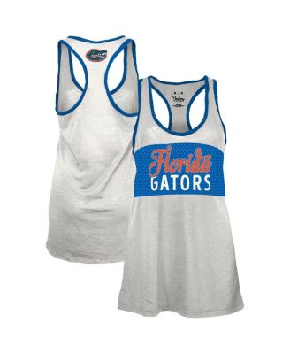 Pressbox - Women's White/Royal Florida Gators Tracy Racerback Burnout Tank Top