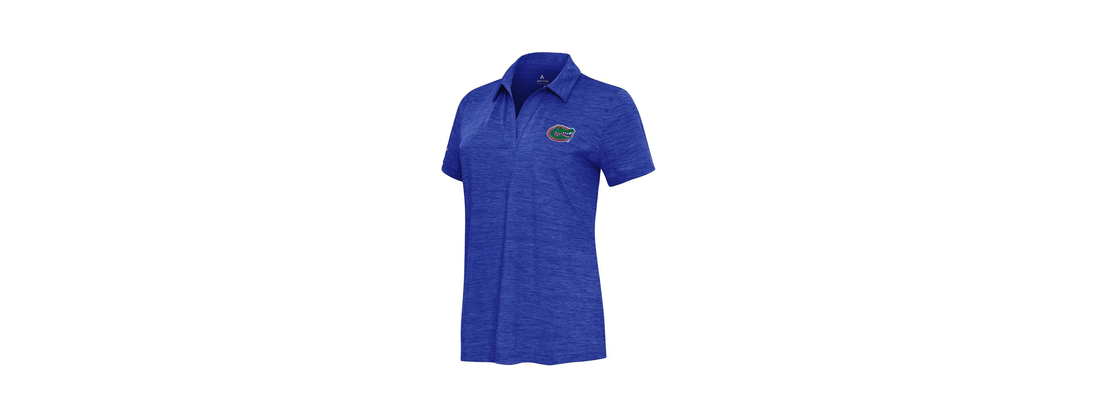 Antigua Women's Heather Royal Florida Gators Layout V-Neck Polo Shirt