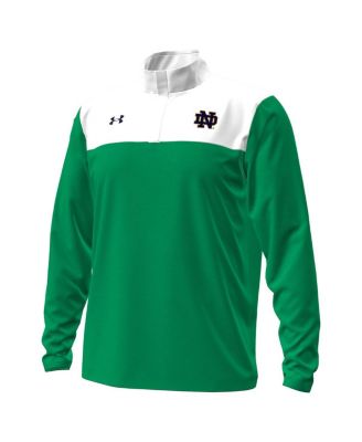 Men's Green/White Notre Dame Fighting Irish Green Blocked Quarter-Zip Pullover