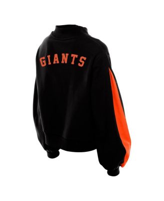 Men's Black San Francisco Giants Mock Neck Balloon Sleeve Sweatshirt