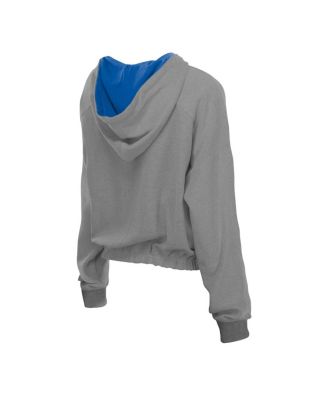 Men's Heather Gray Chicago Cubs Reversed Out French Terry Quarter-Zip Banded Crop Hoodie