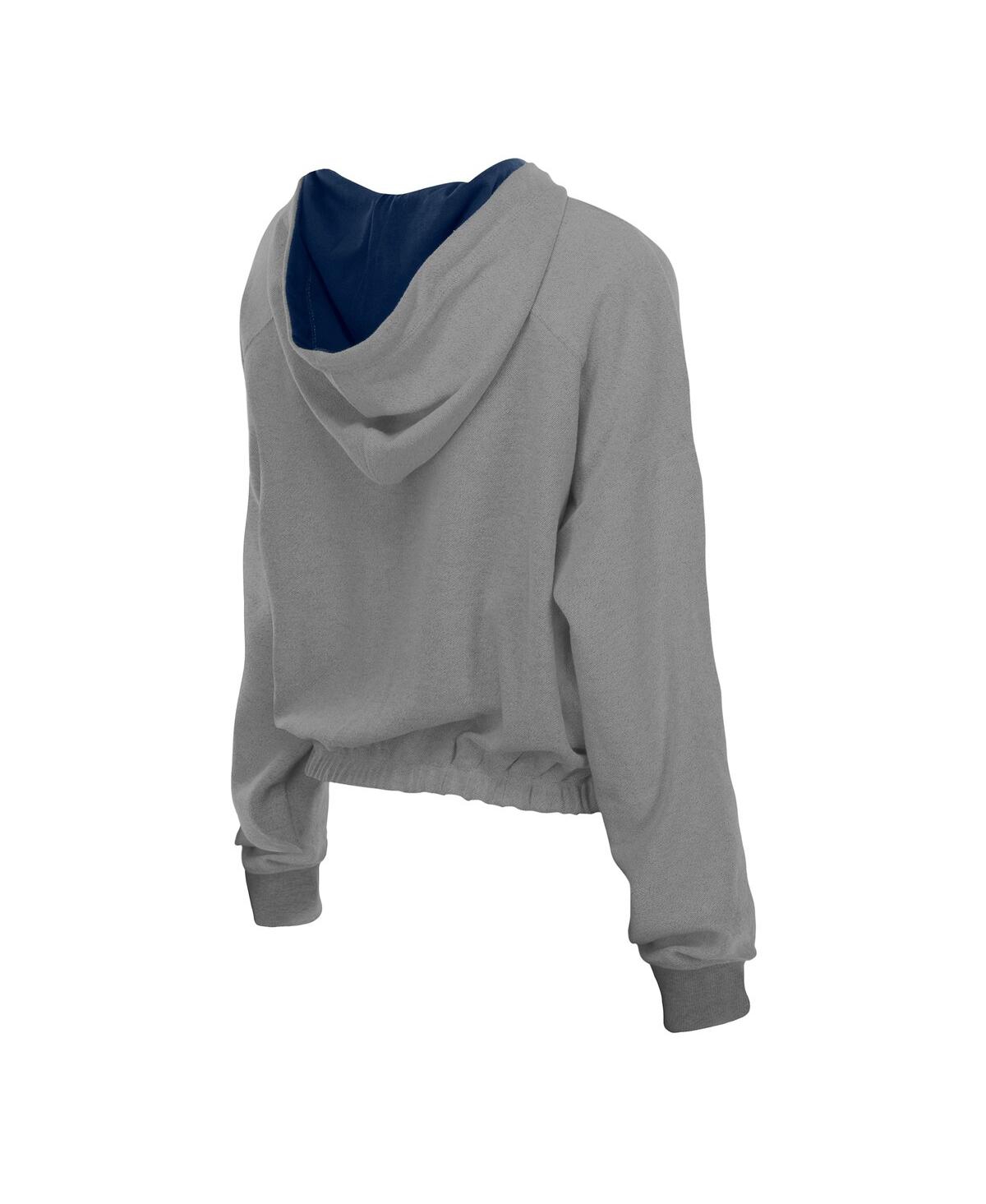 New Era Men's Heather Gray Houston Astros Reversed Out French Terry Quarter-zip Banded Crop Hoodie In Gray