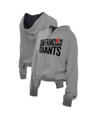 New Era - Men's Heather Gray San Francisco Giants Reversed Out French Terry Quarter-Zip Banded Crop Hoodie
