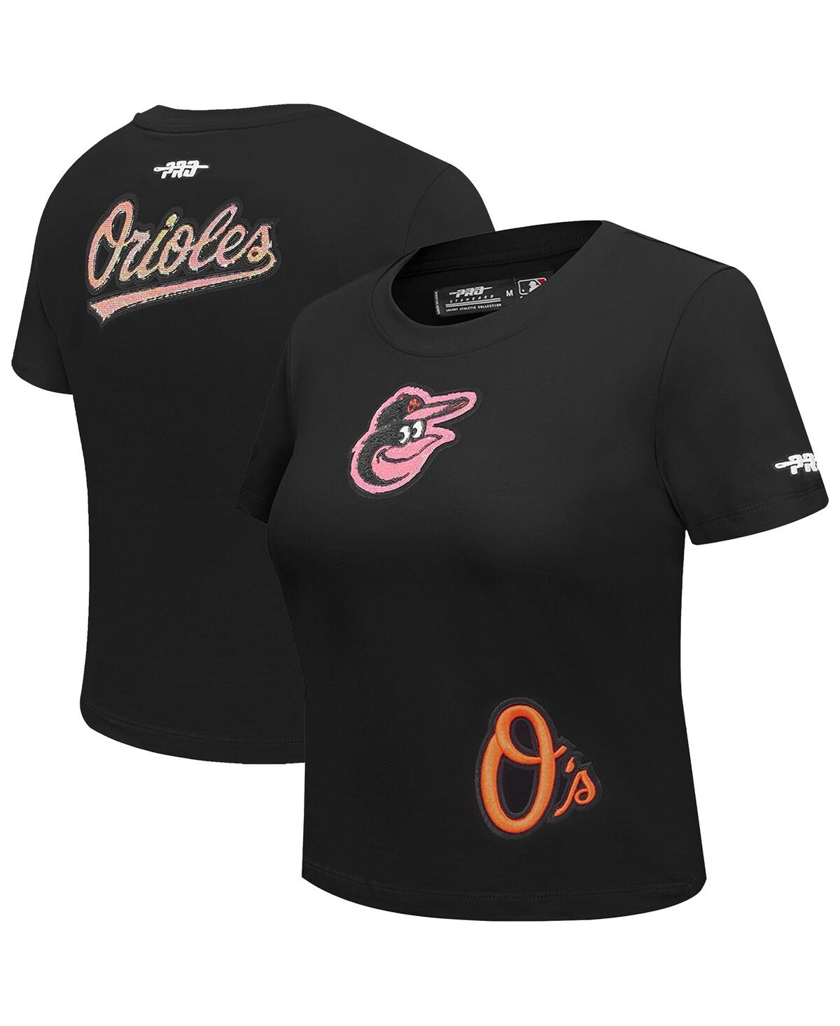 Pro Standard Women's Black Baltimore Orioles Game Day Classics Baby Doll Cropped T-shirt
