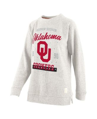 Women's Oatmeal Oklahoma Sooners Plus Size Comfy Cairo Terry Pullover Sweatshirt