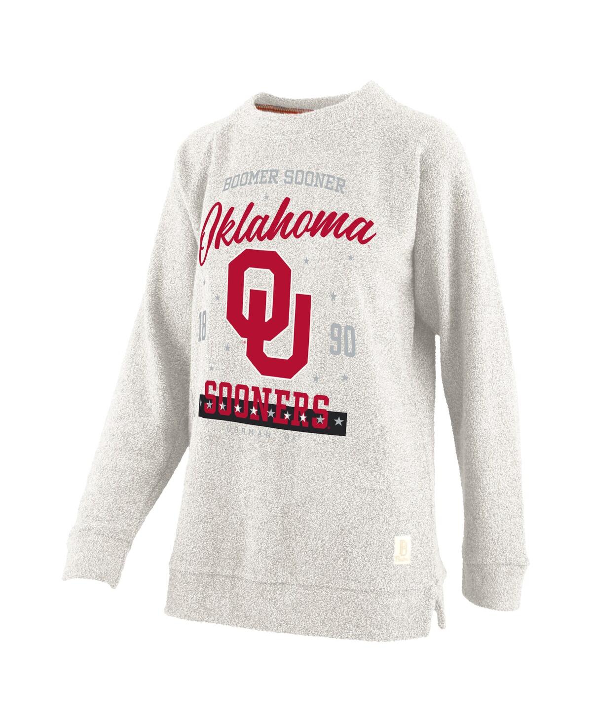 Pressbox Women's Oatmeal Oklahoma Sooners Plus Size Comfy Cairo Terry Pullover Sweatshirt In Gray