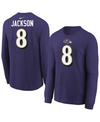 Nike - Big Boys and Girls Lamar Jackson Purple Baltimore Ravens Player Name Number Long Sleeve T-Shirt