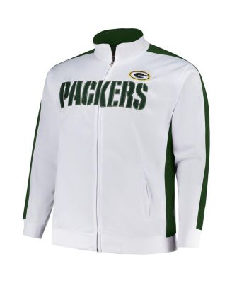 Men's White Green Bay Packers Big Tall Tricot Full-Zip Track Jacket