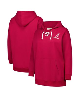 Fanatics - Women's Crimson Alabama Crimson Tide Plus Size Scrip Lace-Up V-Neck Hoodie