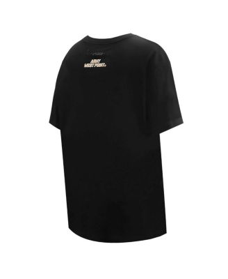 Women's Black Army Black Knights Script Tail Oversized Boyfriend T-Shirt