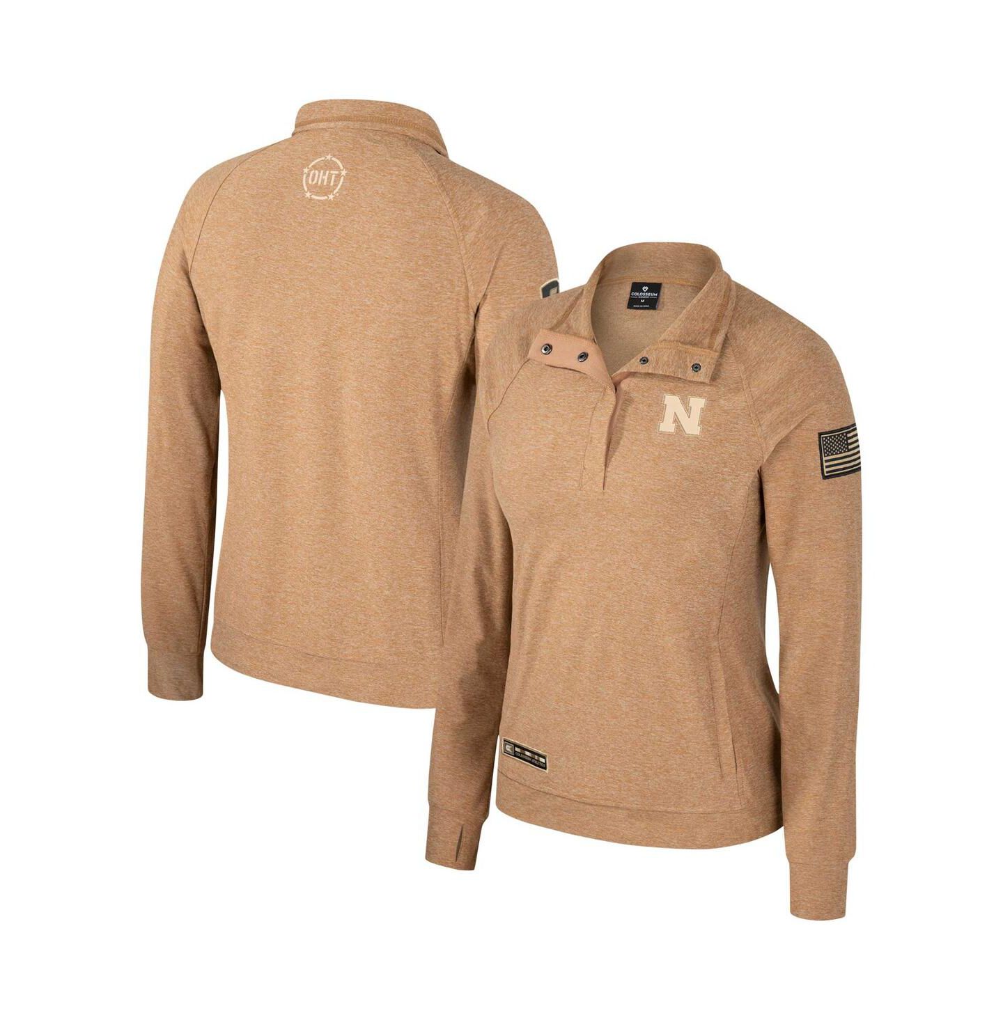 Женская куртка Colosseum Tan Nebraska Huskers OHT Military Appreciation Sand Tatum Quarter-Snap Raglan — фото 1