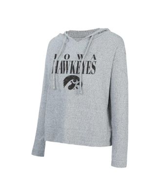 Concept Sport Women's Grey Iowa Hawkeyes Juniper Soft Modest Cropped Long Sleeve Hoodie Top