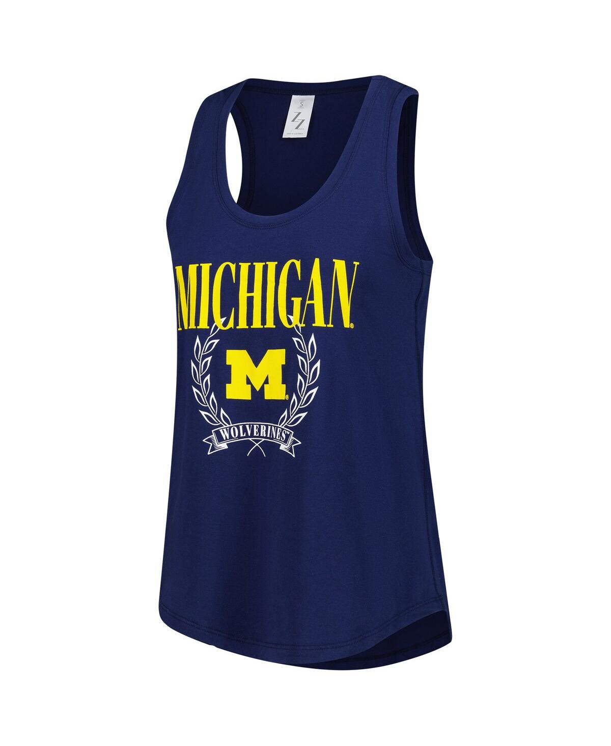 Zoozatz Women's Navy Michigan Wolverines Everyday Tank Top In Animal Print