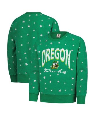 Wes & Willy - Big Girls Green Oregon Ducks Shimmer Star Reverse Sweatshirt