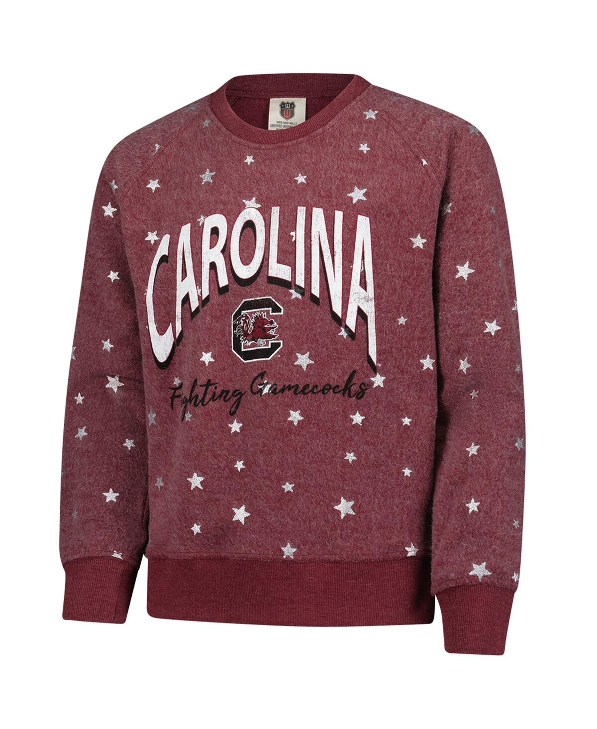 Wes & Willy Big Girls Garnet South Carolina Gamecocks Shimmer Star Reverse Sweatshirt In Burgundy