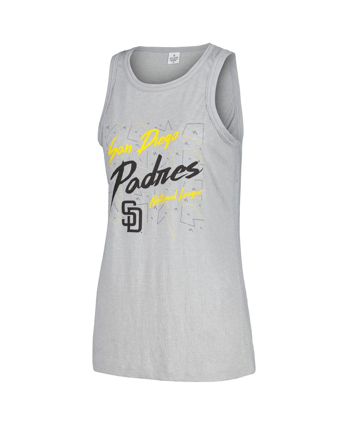 Soft As A Grape Women's Gray San Diego Padres Gauze High Neck Tank Top In Gray