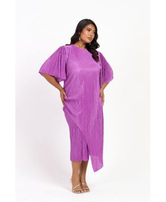 Women's FASHION-SZN Ruched Side Flutter Sleeve Midi Dress