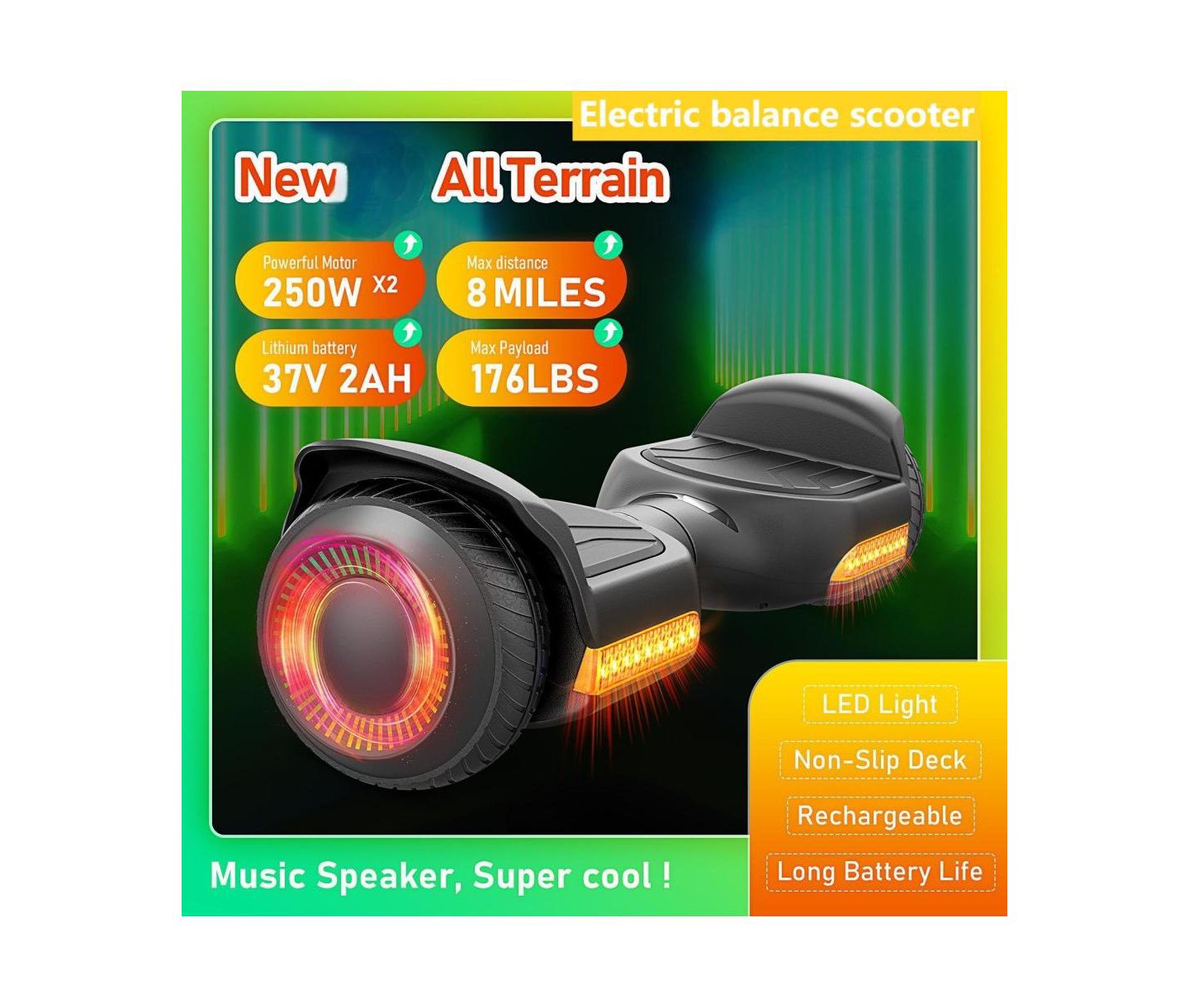 Детская игрушка Everyfun G13 Self-Balancing Off-Road Scooter, 176 lbs Capacity, Ages 6+ — фото 7