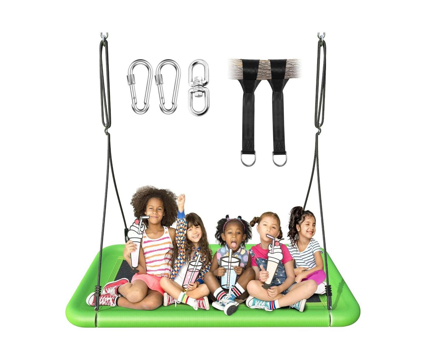 Детская игрушка Gyroor Tree Swing for Kids and Adults, 60" Waterproof Rectangle Platform Swing, 700lbs Heavy Duty with Adjustable Straps — фото 1