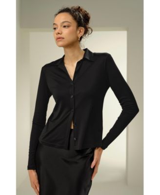 Basic Slim Silk Jersey Shirt