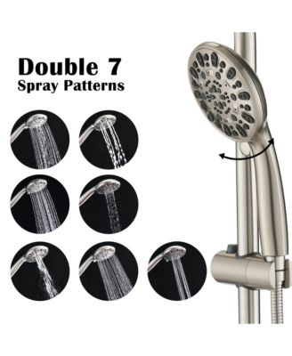 High Pressure 48-Setting Dual Shower Head Combo with Handheld & Adjustable Slide Bar – Brushed Nickel