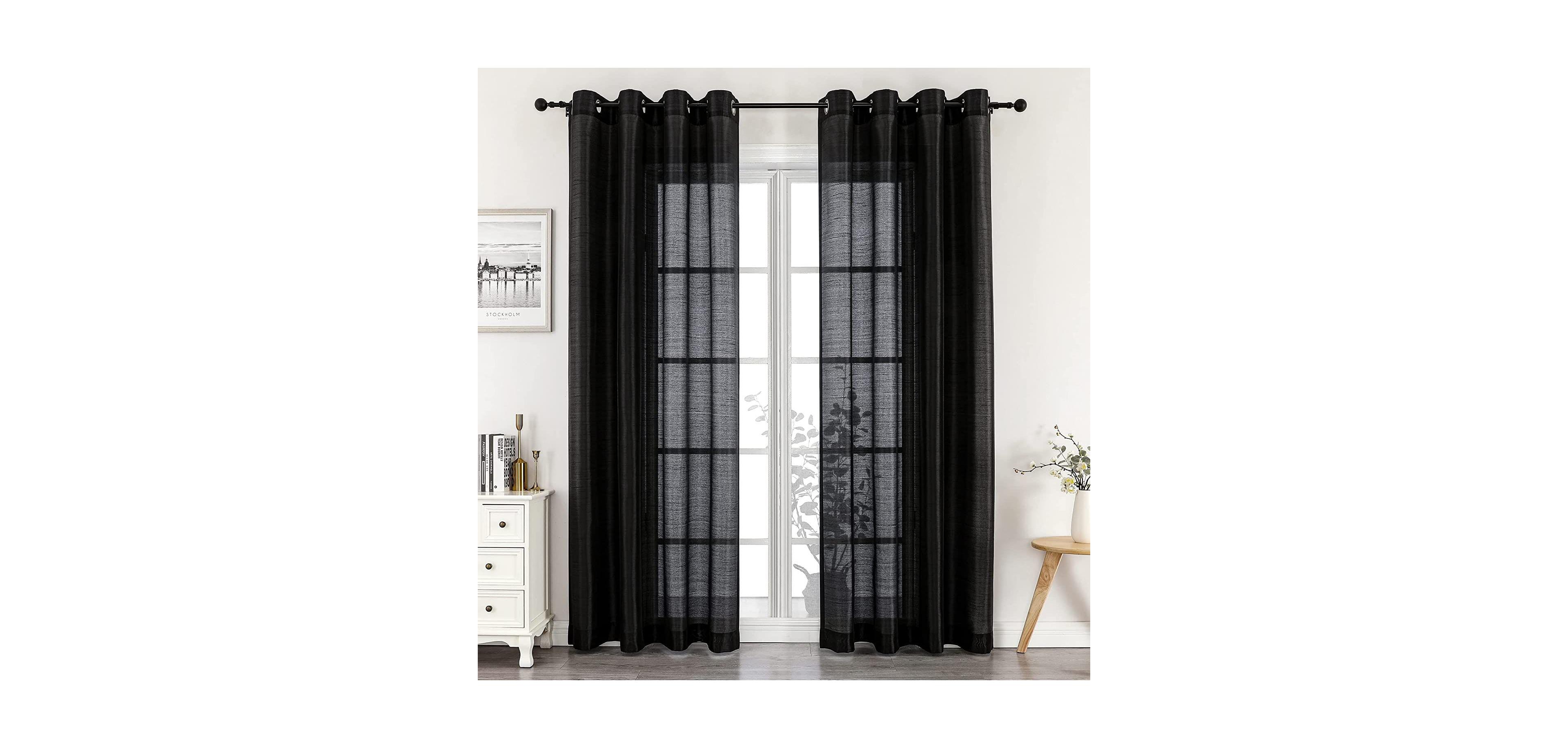 Kate Aurora Artisan Lightweight Transparent Faux Silk Sheer Grommet Single Curtain Panel