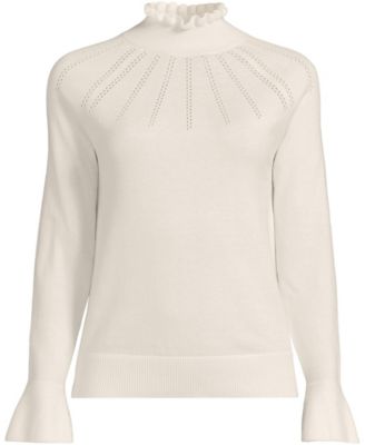 Women's Cotton Pointelle Turtleneck Sweater