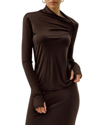 Women's Slim Fitted Silk Jersey Long Sleeve Top