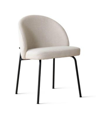 3-Piece 35 Inch Round Dining Set with Black Pedestal Table and 2 Fabric Upholstered Armless Chairs with Black Metal Legs-Maison Boucle