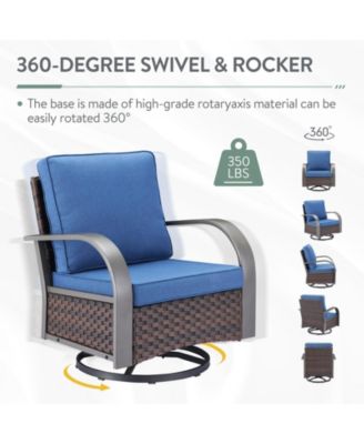 SteelCurve 2-Person PE Wicker Patio Swivel Chair Outdoor Glider with CushionGuard Olefin Cushion