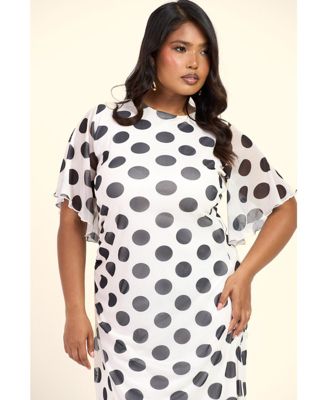 Women's Large Polka Dot Ruched Side Maxi Dress