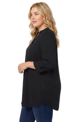 Women's Within Rayon 7-Day Three-Quarter Sleeve Tab-Front Tunic Top