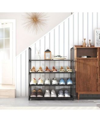 4-Tier Large Capacity Shoe Rack Sturdy Stackable Organizer for Closets Entryways