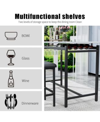 3 Piece Dining Table Set with 2 Upholstered Chairs for Kitchen or Small Apartment