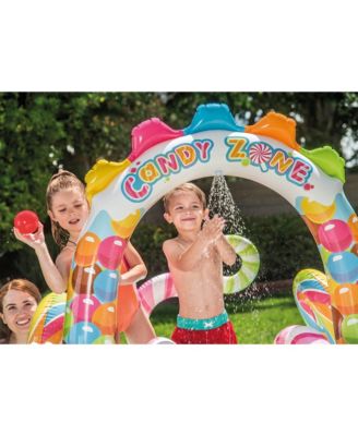 9ft x 6ft x 51in Kids Inflatable Candy Zone Play Center Pool w/ Waterslide