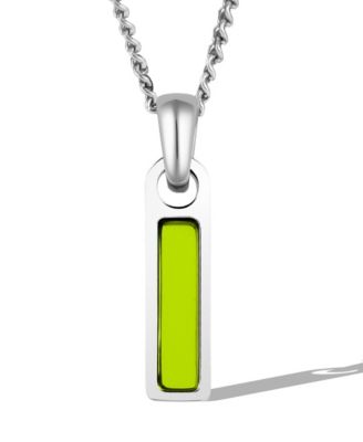 Vincero Mens Birthstone Tag Necklace Silver Stainless Steel Pendant - Peridot - August 76$