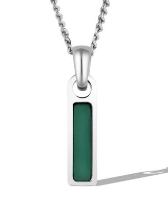 Vincero Men's Birthstone Tag Necklace – Silver Stainless Steel Pendant - Emerald - May