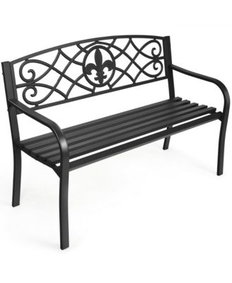 Garden Bench Loveseat Outdoor Garden Park w/ Steel Frame Backrest