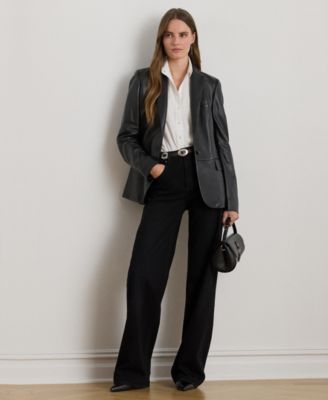 Single-Button Lambskin Blazer