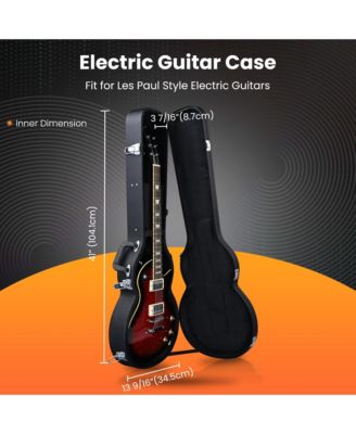 Electric Guitar Hard Case for LP Les Paul Style w/ Folding Guitar Floor Stand