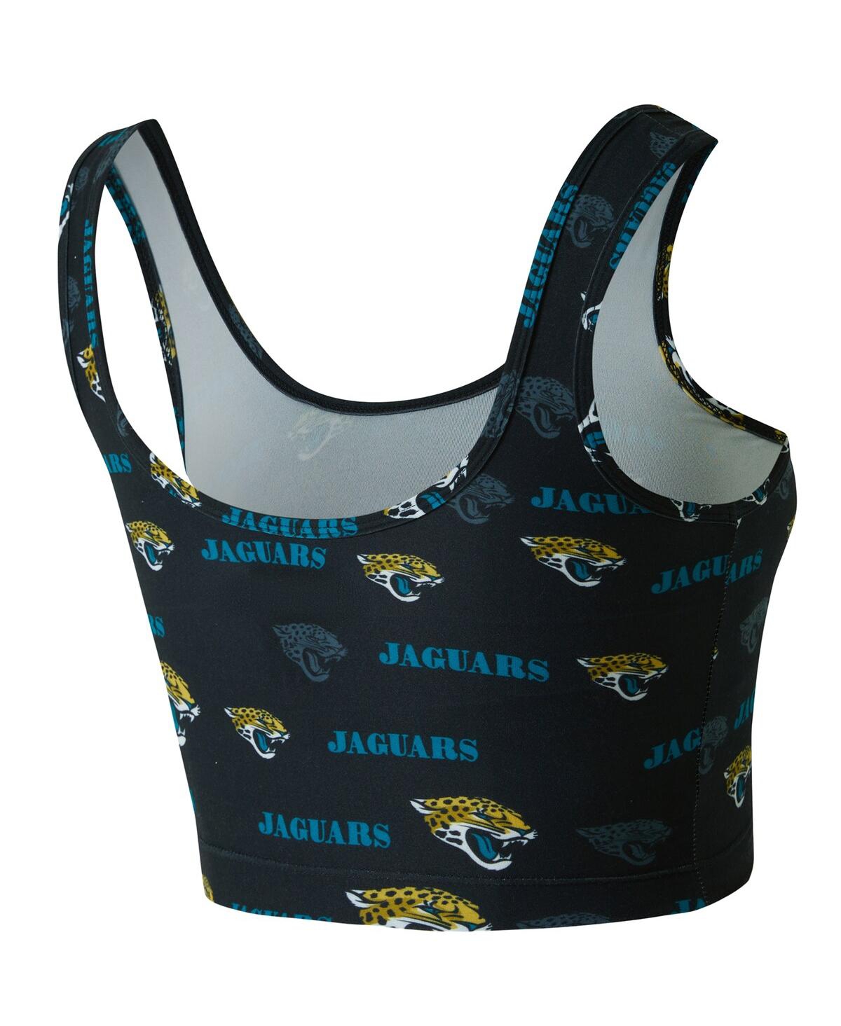 Concepts Sport Women's Black Jacksonville Jaguars Mosaic Allover Print Bralette In Blue